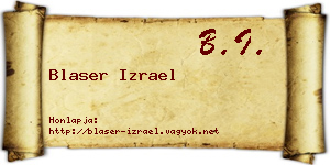 Blaser Izrael névjegykártya